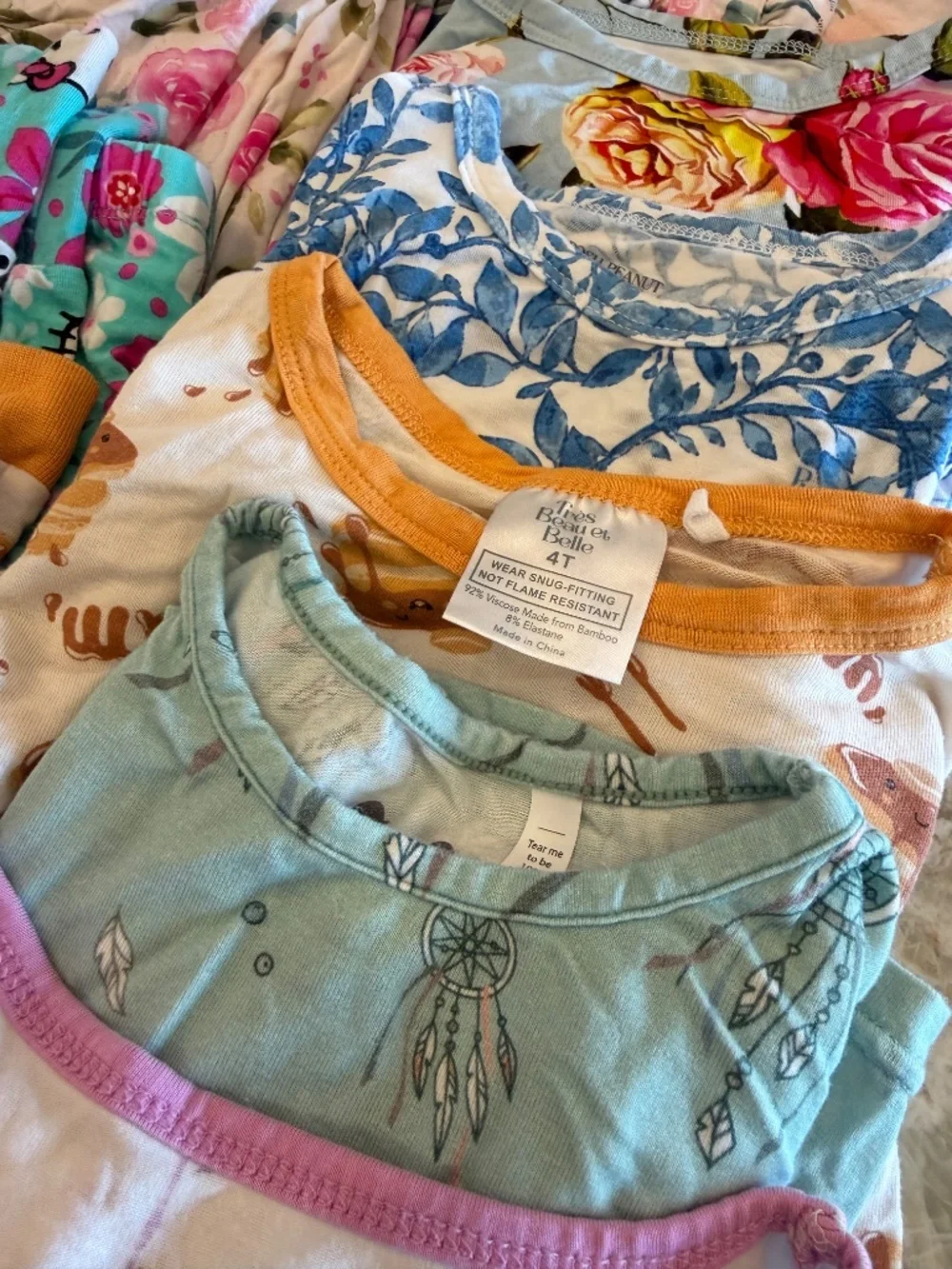 3T/4T Bamboo Pajama Play Clothes Lot Super Soft Posh Bums & Roses Kyte Kickee - Picture 3 of 11